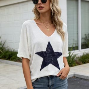 Pull petites manches étoile